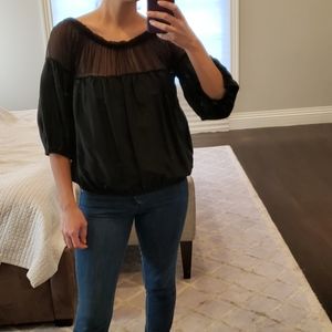 NWT WOMEN'S BLACK SILK MAGGIE BLOUSE SHIRT